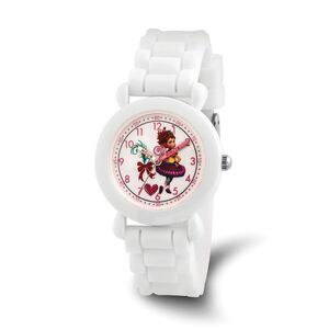 Disney Girls Fancy Nancy White Silicone Band Time Teacher Watch